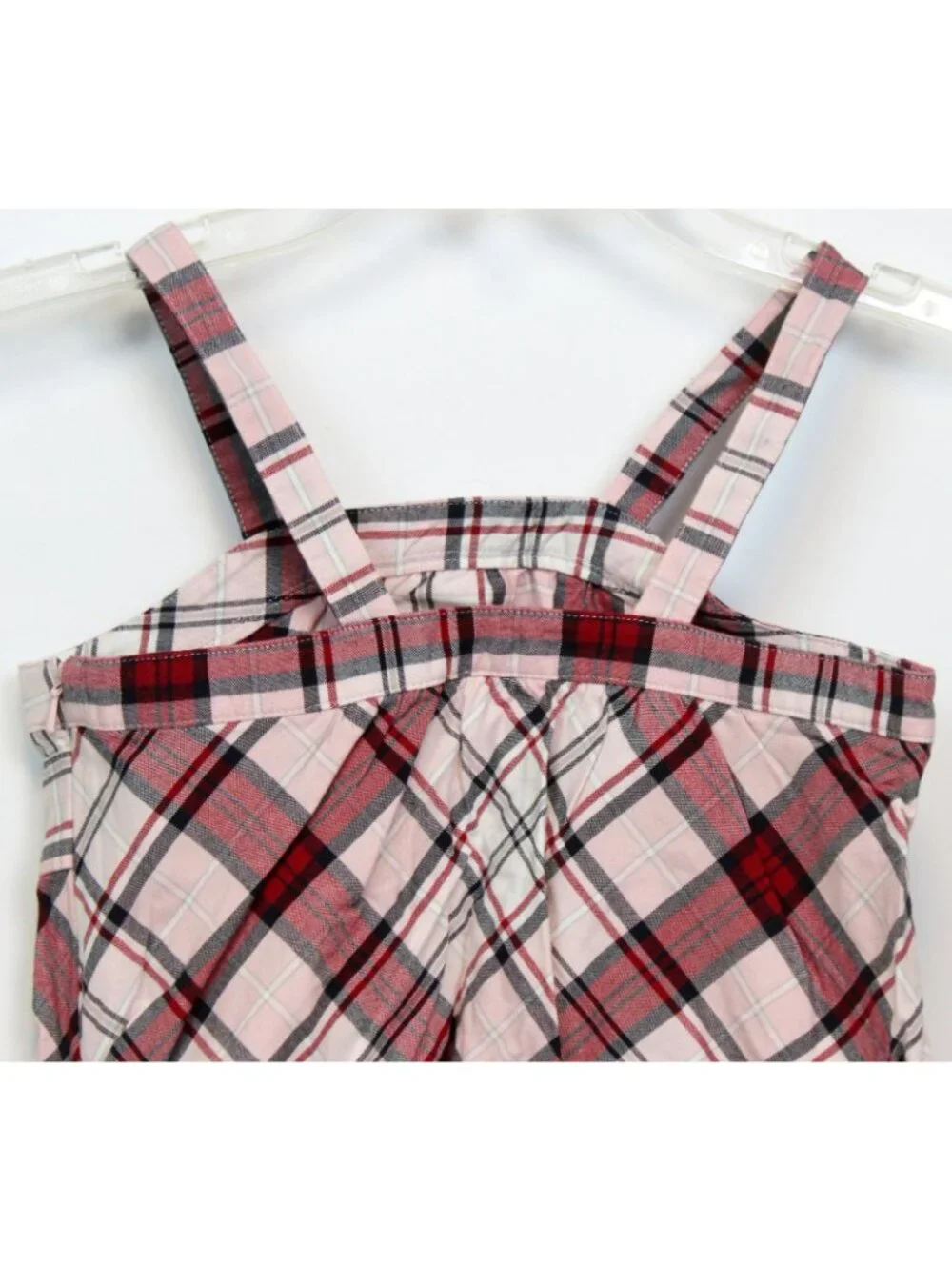 2007 Gymboree School Girls Rock Y2K Pink Plaid Tank Top sz 7 Baby Doll Empire